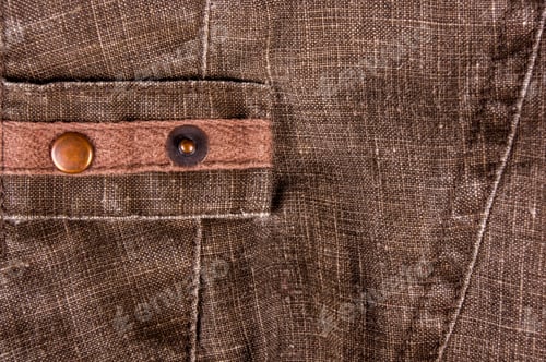 Preview: Clothing Items Washed Cotton Fabric Texture With Seams, Clasps, Buttons And Rivets, Macro, Close-Up
