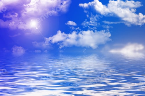Preview: Blue And Bright Sky With Fluffy Clouds.