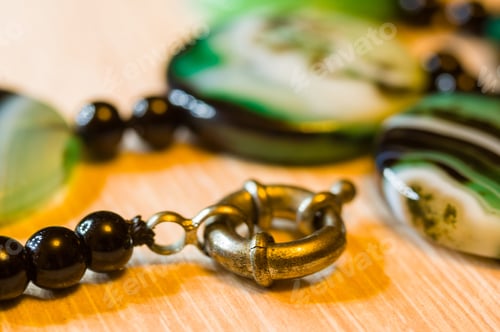 Preview: Large Polished Beads Of Beautiful Translucent Green Agate Gemstone, Macro