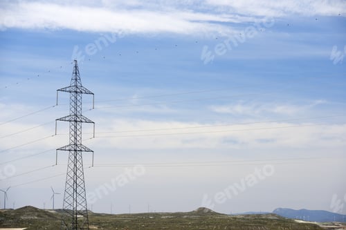 Preview: Power Line In Zaragoza Province, Aragon, Spain