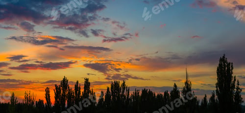 Preview: Landscape With Dramatic Light - Beautiful Golden Sunset With Saturated Sky And Clouds.