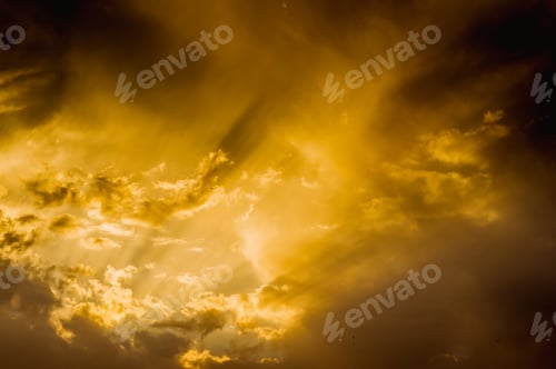 Preview: Landscape With Dramatic Light - Beautiful Golden Sunset With Saturated Sky And Clouds.