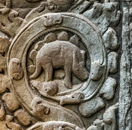 Preview: Art Of Ancient Hindu God Stone Background, Detail Of The Architecture In Bantey Srei Temple In The