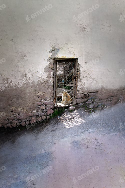 Preview: Door And A Dog. Animal Rights Abstract Photo.