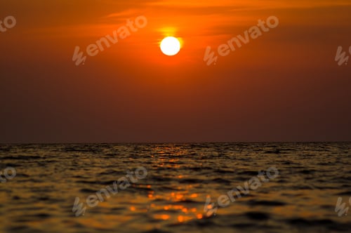 Preview: Amazing Sea Sunset On The Pebble Beach, The Sun, Waves, Clouds