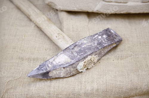 Preview: Old Medieval Hammer, Detail Of An Old Stone Working Hammer, Tool