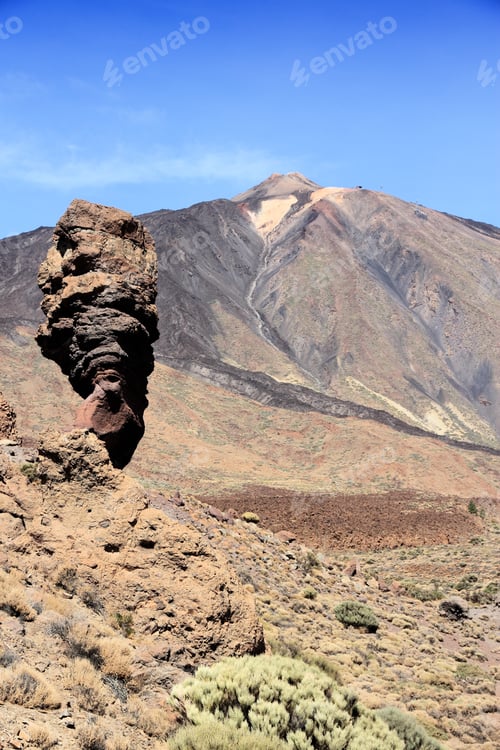 Preview: Tenerife Volcanic Landscape - Finger Of God Rock In Mount Teide National Park.