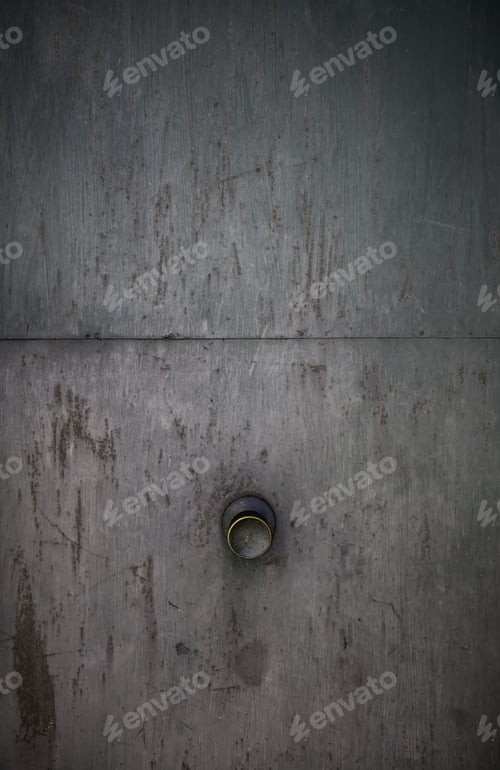 Preview: Old Metal Door With Rusty Knob, Security Detail On A Door