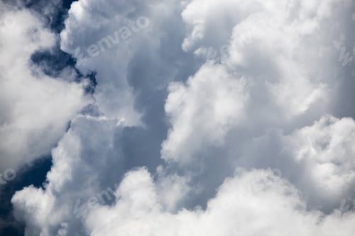 Preview: Beautiful, Fluffy, White And Grey Clouds And Blue Sky