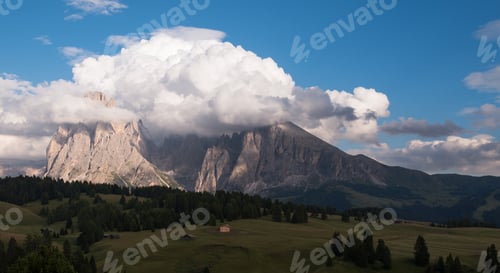 Preview: Alpe Di Siusi Meadows At Sunset With Mountains In The Background