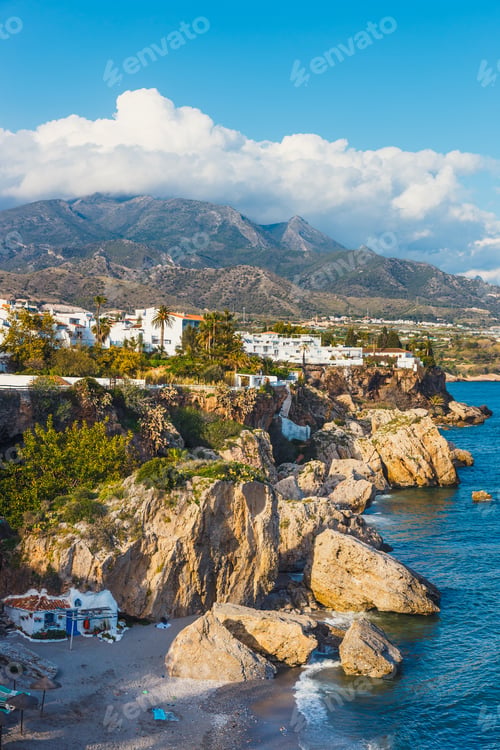 Preview: View Of Beautiful Beach In Nerja, Costa Del Sol, Andalusia, Spain