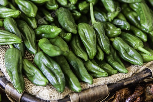 Preview: Peppers Of The Padron, Detail Of Fresh And Raw Vegetables, Healthy Food