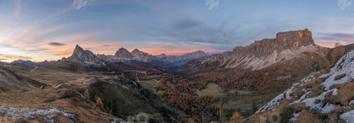 Preview: Autumn Scenery In Dolomites Mountains At Mountain Pass Giau.
