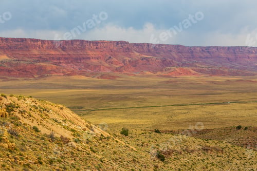 Preview: Area Around Grand Canyon In Summer Sunny Day. The Grand Canyon Is A River Valley In The Colorado