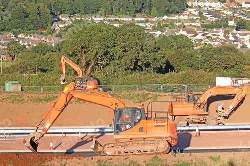 Preview: Diggers On A Road Construction Site