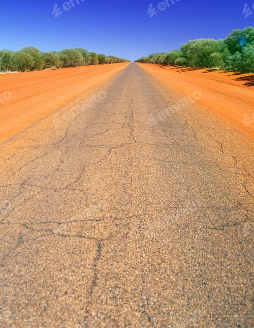 Preview: Long Straight Desert Road Stretching Into The Distance