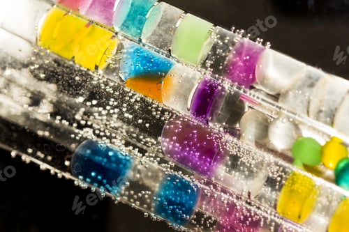 Preview: Abstract Composition With Underwater Tubes With Colorful Jelly Balls Inside And Bubbles