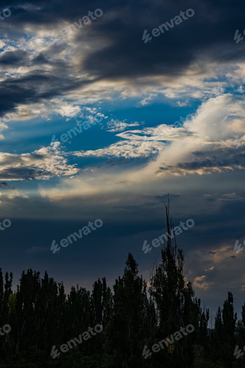 Preview: Landscape With Dramatic Light - Beautiful Golden Sunset With Saturated Sky And Clouds.
