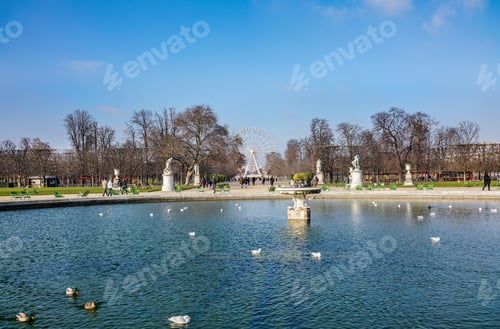 Preview: Landscape Of Tuileries Garden Paris, France.