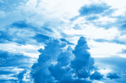 Preview: Blurred Background. Blue Sky And White Fluffy Clouds.