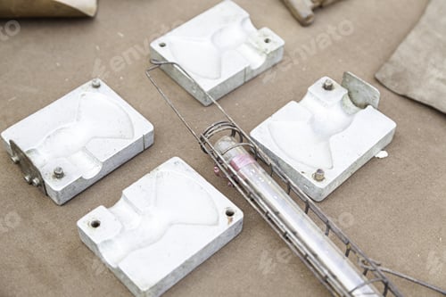 Preview: Old Metal Molds, Detail Of A Industrial Metal Molds, And Manufacturing Industry
