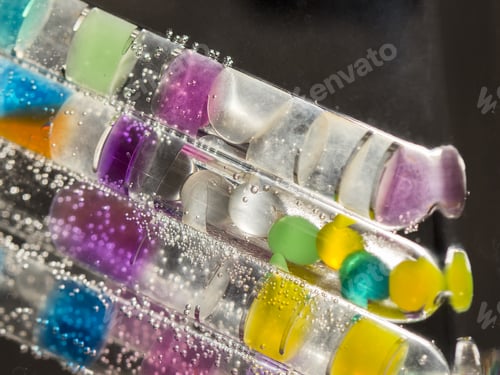 Preview: Abstract Composition With Underwater Tubes With Colorful Jelly Balls Inside And Bubbles