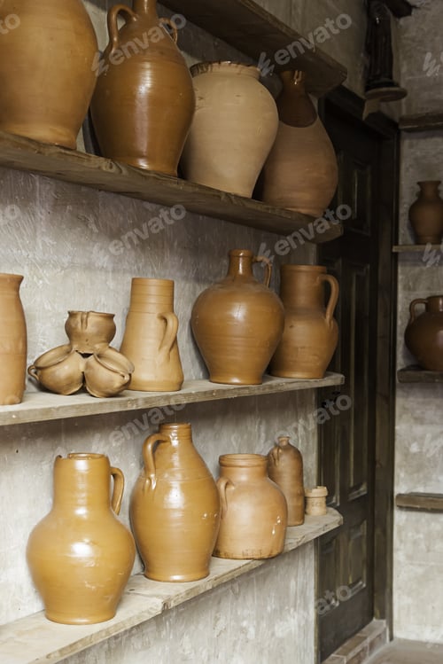 Preview: Craft Pottery Vessels In A Pottery, Detail Of Old Manual Work