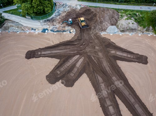 Preview: Aerial View Of Earthmoving Bulldozer