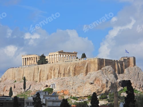 Preview: Extreme Zoom Of The Parthenon An Architectural Masterpiece In Archaeological Site Of Acropolis Hill