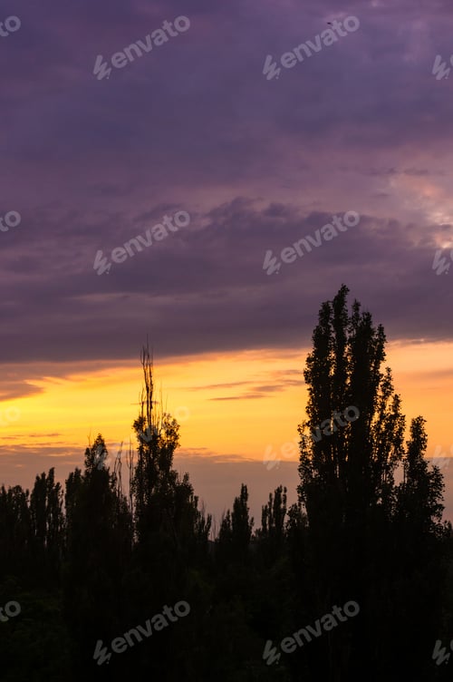 Preview: Landscape With Dramatic Light - Beautiful Golden Sunset With Saturated Sky And Clouds.