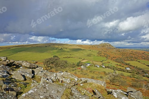 Preview: Looking Towards Sharp Tor From Stowes Hill With Storm Clouds Over Bodmin Moor With Views Of The