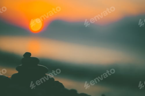 Preview: Stack Of Zen Stones On Pebble Beach