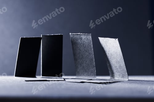 Preview: Dark Blue Paper Shapes And Shadows With Paper Background