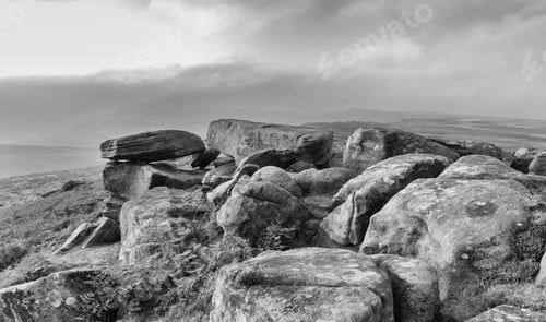 Preview: Blocks Of Millstone Grit On The Famous Escarpment Of Stanage In Derbyshire'S Peak District.