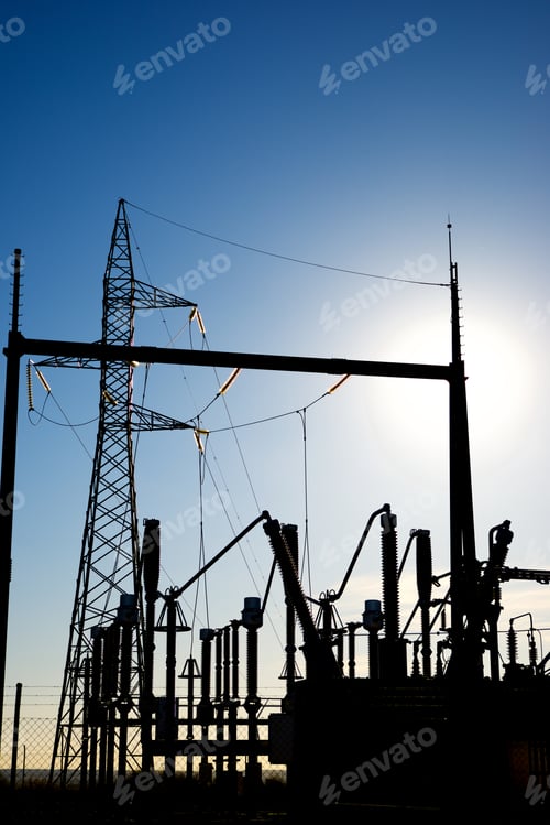 Preview: Electrical Substation View In Huesca Province, Aragon In Spain.