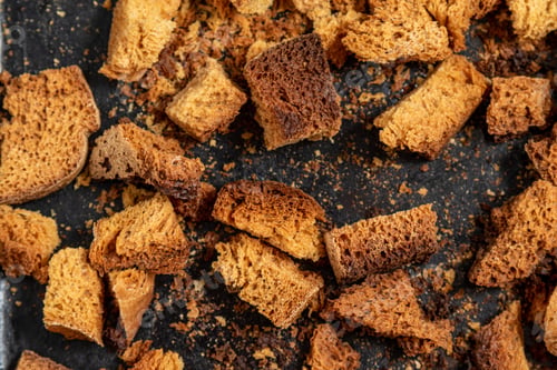 Preview: Burnt Bread Crackers. The Texture Of The Slices Of Dry Rye Bread. Crackers Or Rusks Made From