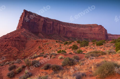 Preview: View On Merrick, East And West Mitten Butte At Sunrise. Navajo Tribal Park Of Monument Valley.