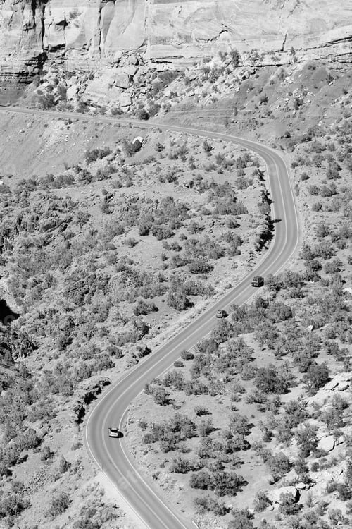 Preview: Colorado National Monument In The United States. Part Of National Park Service. Winding Road. Black