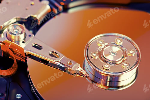 Preview: Closeup Of An Open Computer Hard Drive