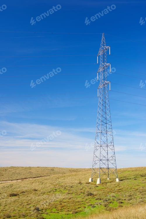 Preview: Power Line In Zaragoza Province, Aragon, Spain.