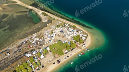 Preview: Aerial Drone View Of Iconic Livari Beach In Natural Exotic Bay Of Vourvourou, Sithonia Peninsula
