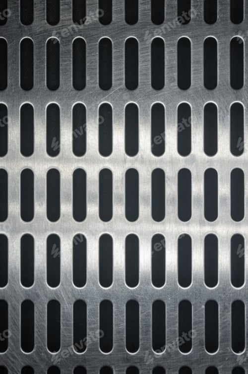Preview: Stainless Steel Grating With Oblong Holes, Close Up.
