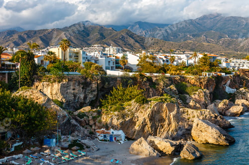 Preview: View Of Beautiful Beach In Nerja, Costa Del Sol, Andalusia, Spain