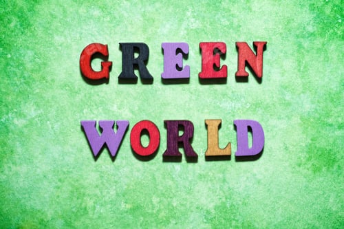 Preview: Green World Text On A Green Paper.
