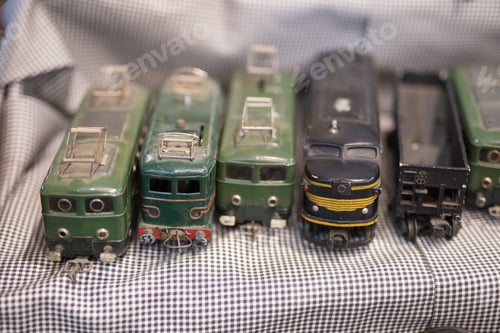 Preview: Ancient Vintage Train Game: Black Dusty Plastic Locomotive.