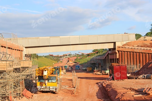 Preview: Mobile Crane By A Bridge Under Construction