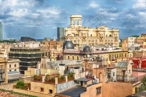 Preview: Panoramic Aerial View From The Top Of The Gothic Cathedral Of The Holy Cross And Saint Eulalia, Aka
