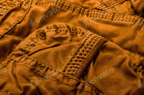 Preview: Clothing Items Stonewashed Cotton Fabric Texture With Seams, Clasps, Buttons And Rivets, Macro