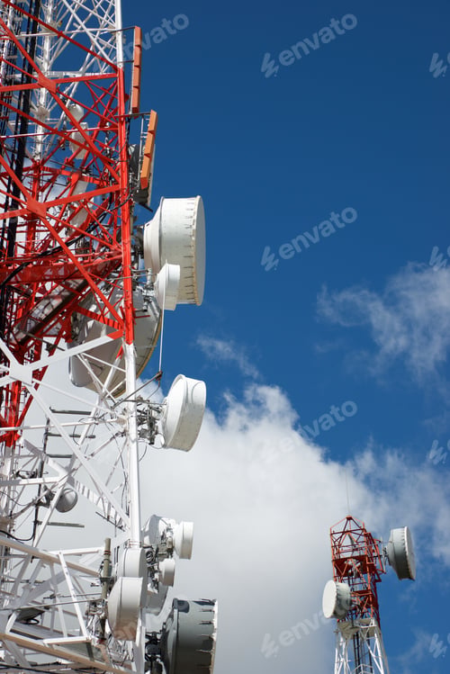 Preview: Telecommunications Tower With Cloudy Sky.