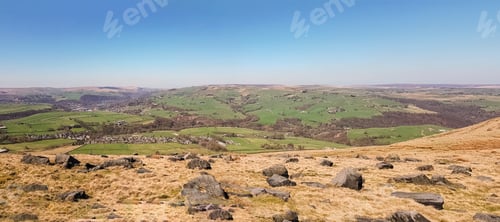 Preview: View Towards Todmorden From Stoodley Pike, Higher Moor, Calderdale, West Yorkshire, Uk